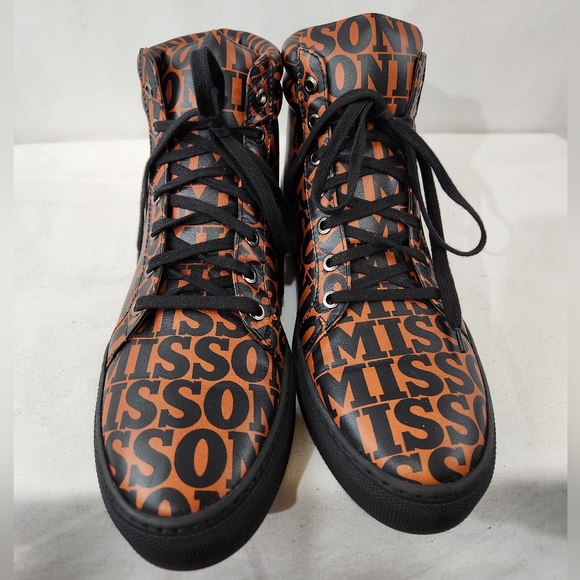 MISSONI 65th Anniv All Over Print High Top Leather Sneaker Made Italy 40 EU 7 US - Picture 4 of 11